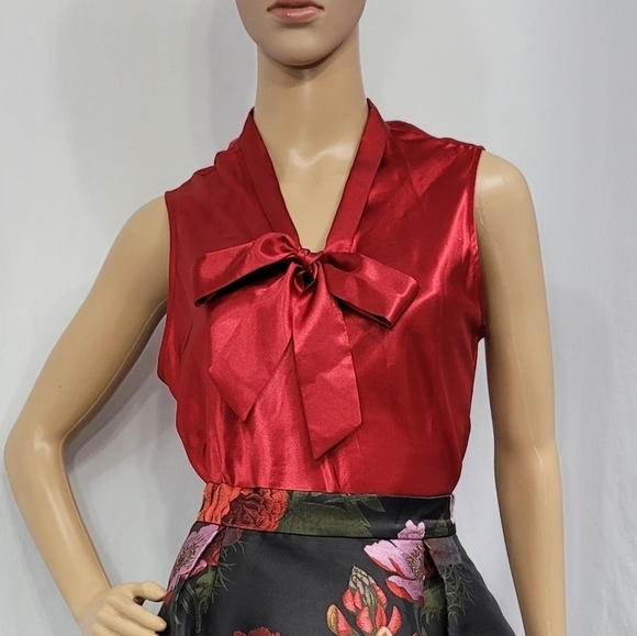 EVAN Picone Black Label Tie Neck Top - Picture 1 of 8